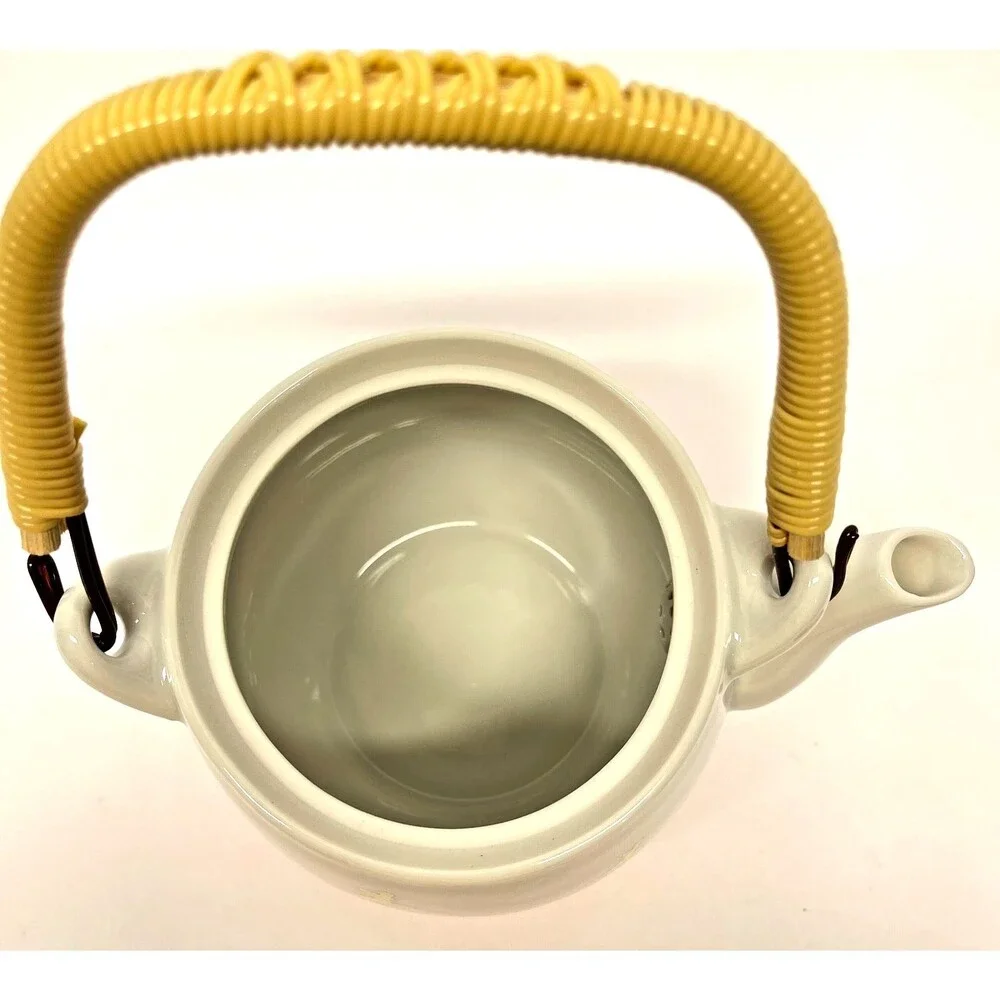 Vintage Nakagama Kiln Japanese Porcelain Tea Set Teapot 4 Cups Orange Gold White